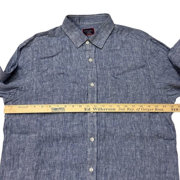 Untuckit Shirt Mens Sz XL Blue Slim Fit 100% Linen Button Up Long Sleeve *FLAW* - Picture 6 of 11